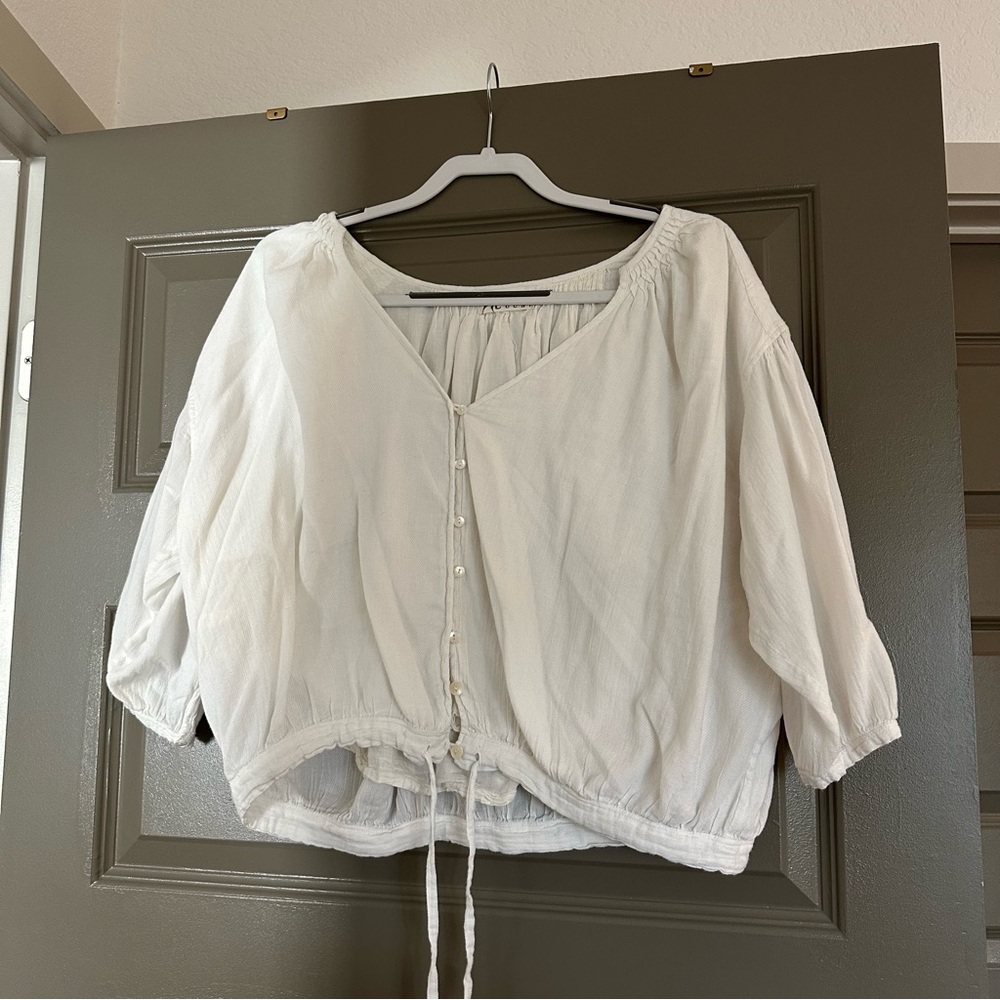 Local European Cream Button-Up Blouse